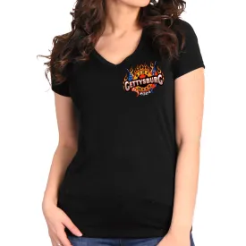 2024 Gettysburg Bike Week Official Logo Black V Neck T-shirt ENL1001