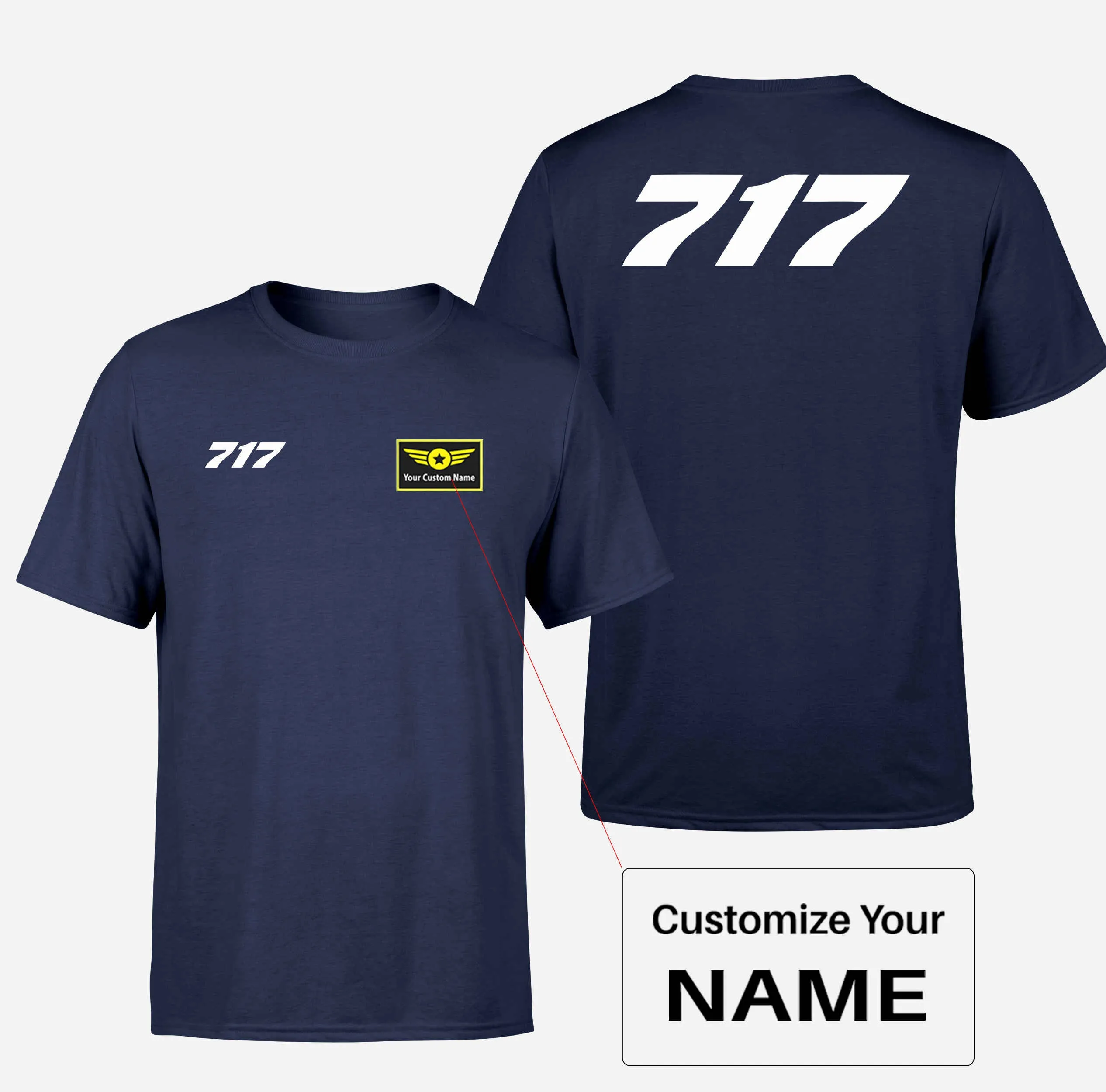 717 Flat Text Designed Double-Side T-Shirts