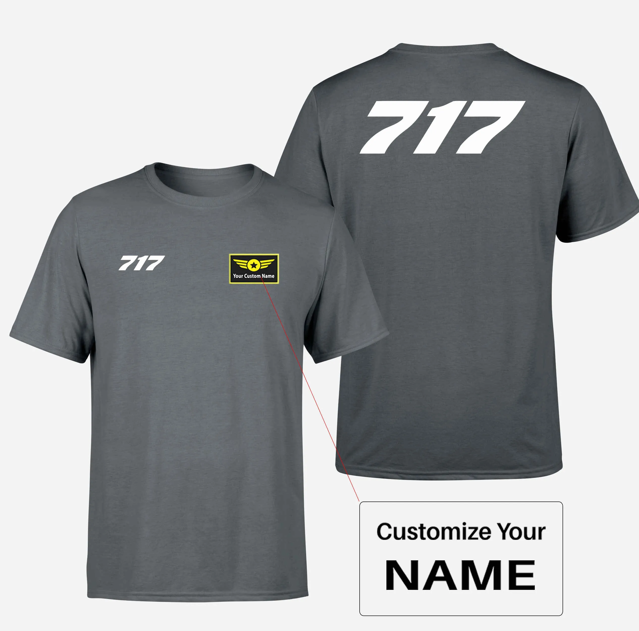 717 Flat Text Designed Double-Side T-Shirts