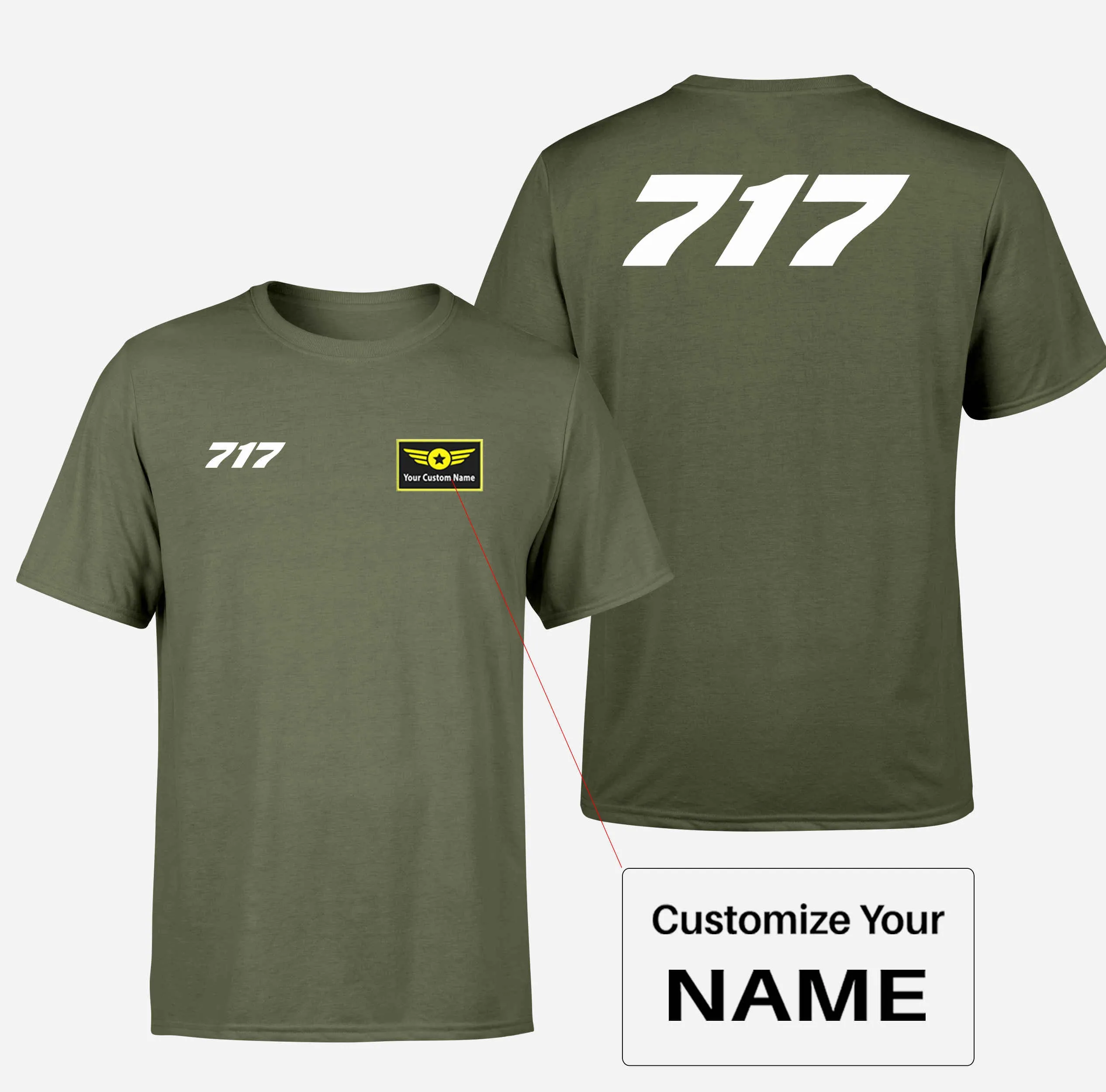 717 Flat Text Designed Double-Side T-Shirts