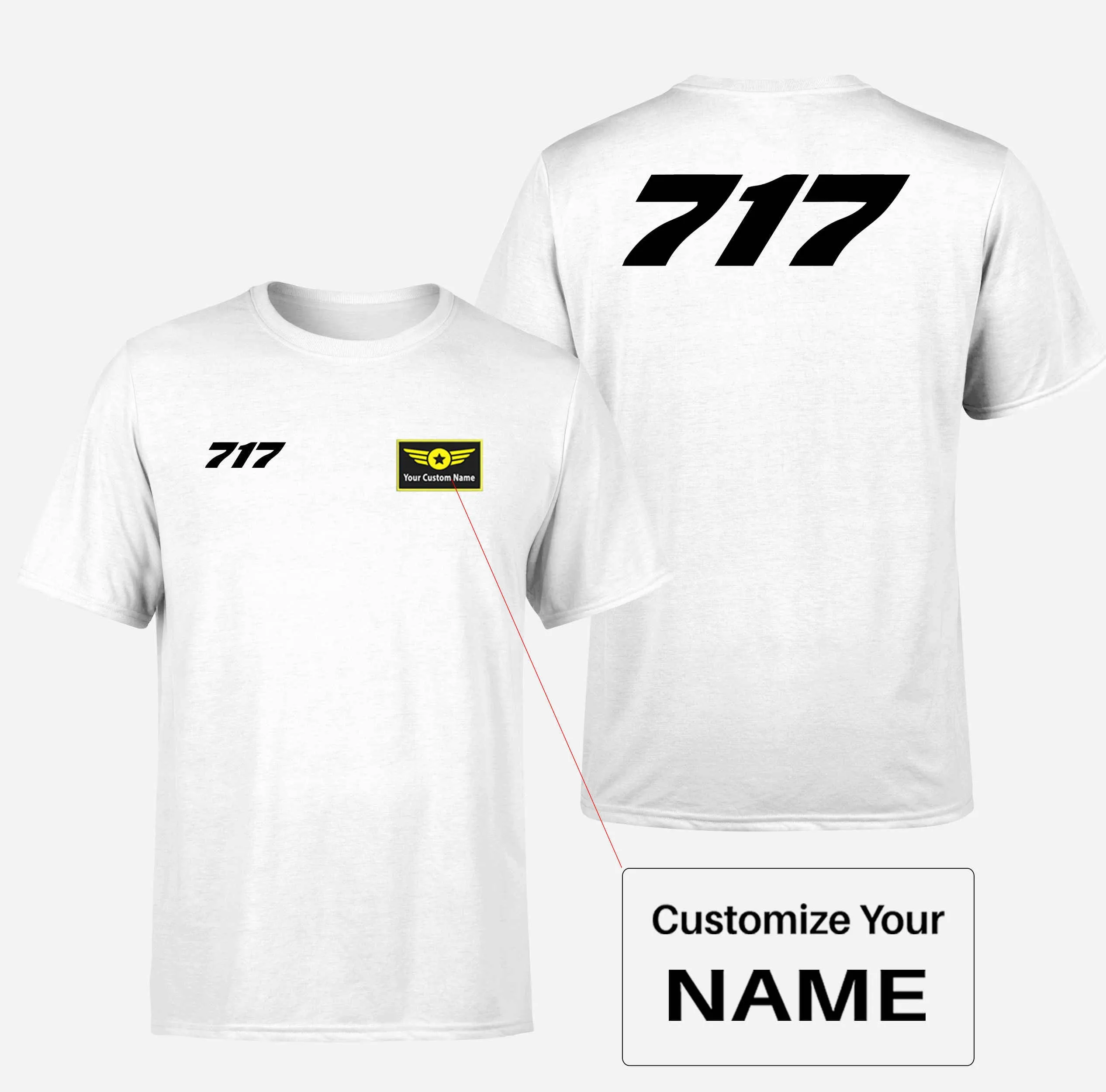 717 Flat Text Designed Double-Side T-Shirts