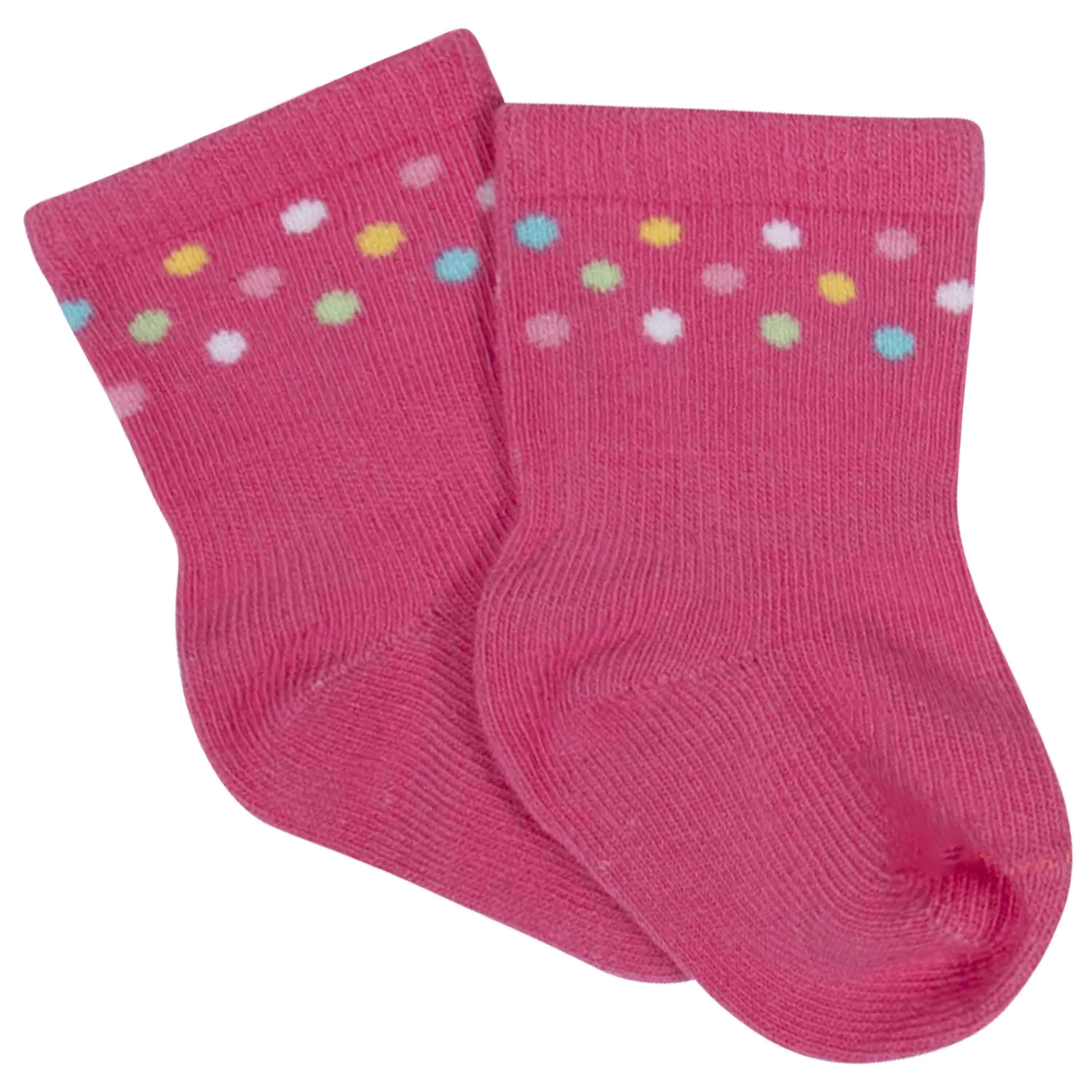 8-Pack Baby Girls' Rainbow Wiggle-Proof® Jersey Crew Socks