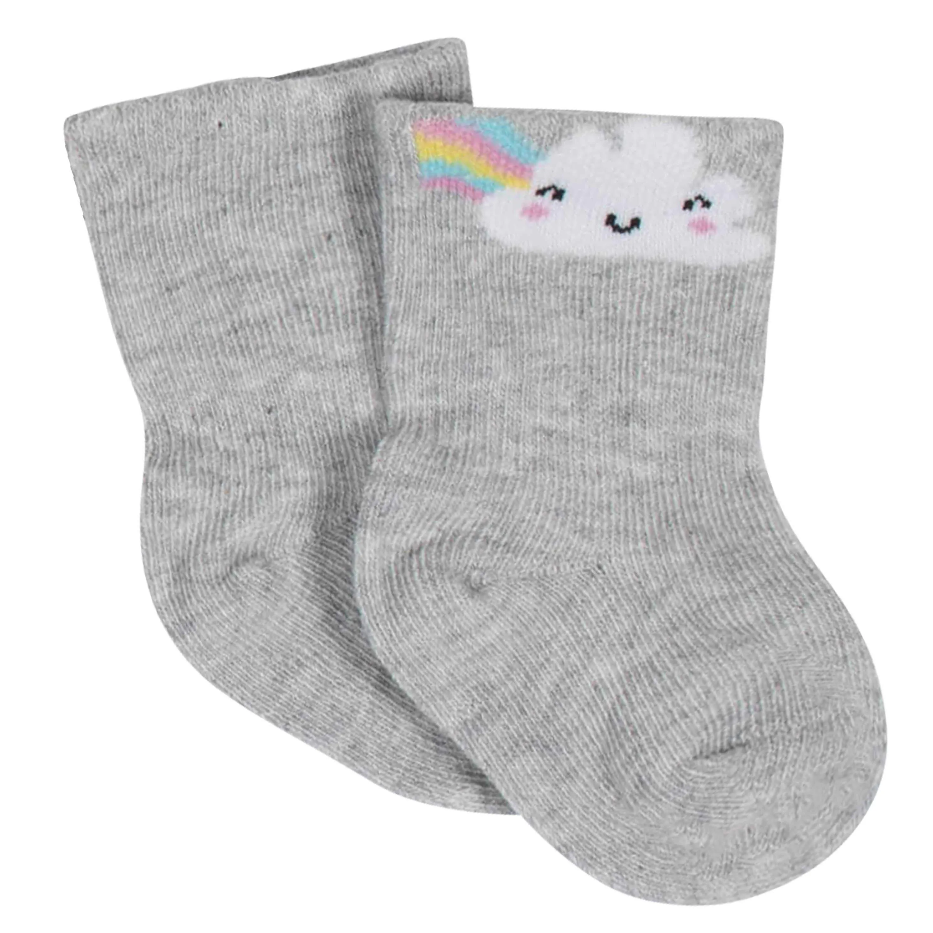 8-Pack Baby Girls' Rainbow Wiggle-Proof® Jersey Crew Socks