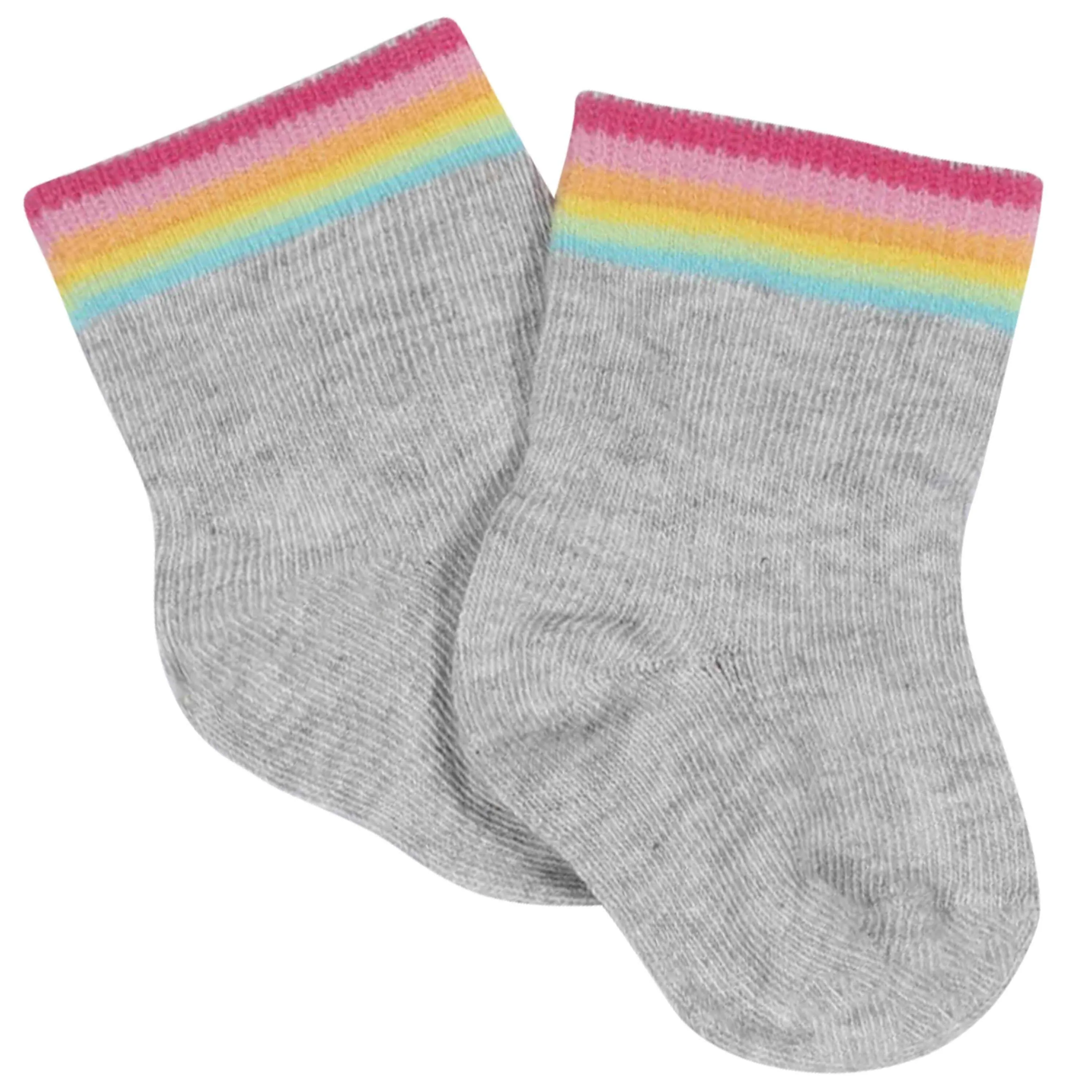 8-Pack Baby Girls' Rainbow Wiggle-Proof® Jersey Crew Socks