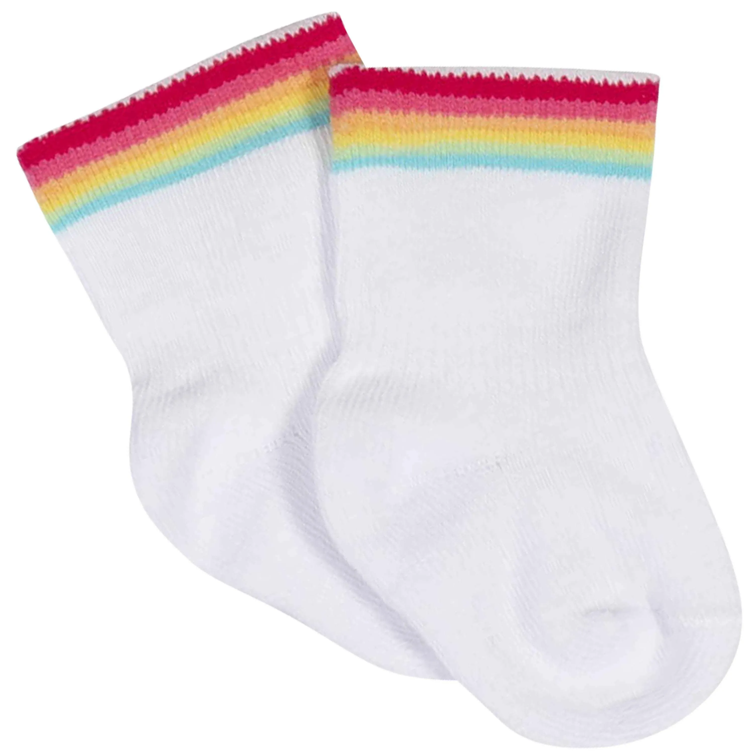 8-Pack Baby Girls' Rainbow Wiggle-Proof® Jersey Crew Socks