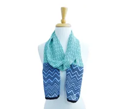 Aqua Bamboo Georgette Silk Scarf