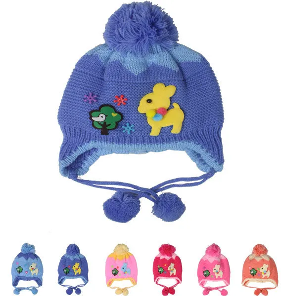 assorted colors kids winter hat w/ deer Case of 72