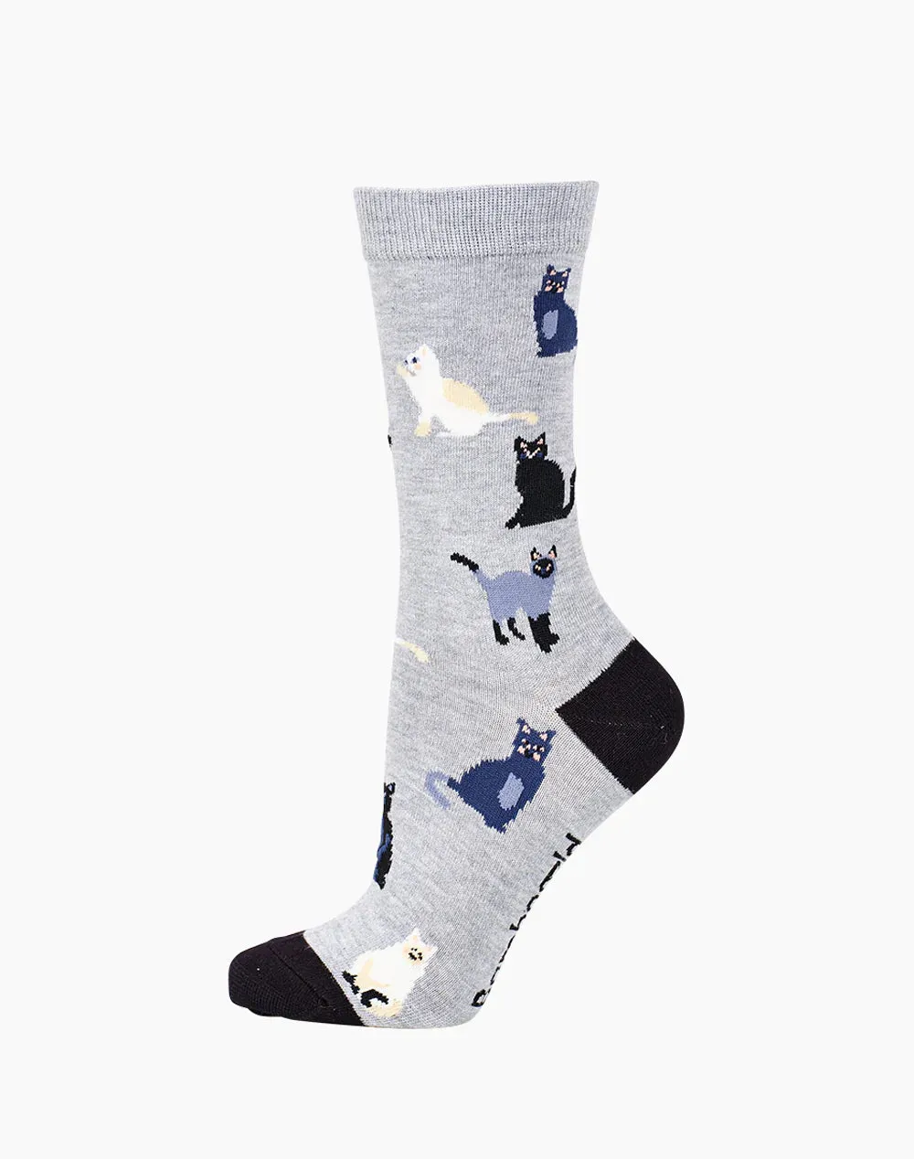 Cats in Blue Women's Bamboo Crew Socks