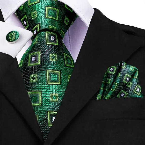 Classy Men Green Mixer Square Silk Tie