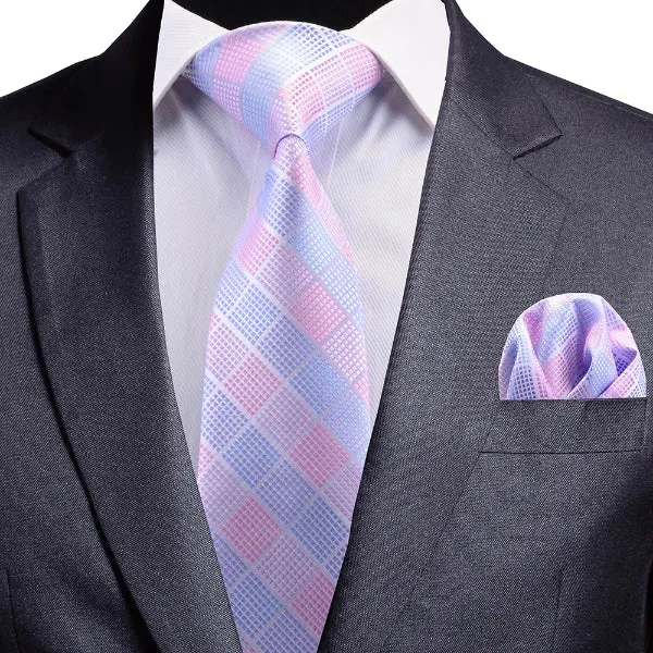 Classy Men Pastel Checkered Silk Necktie