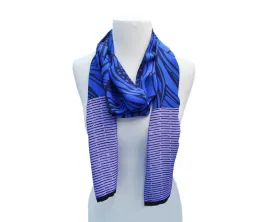 Cobalt Swirl Crepe Silk Scarf