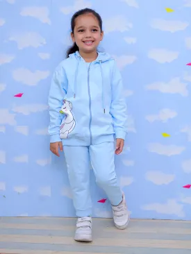 Cool Unicorn Zipper Hoodie & Light Blue Sweatpants Combo