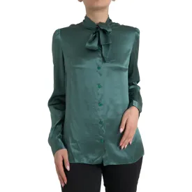 Dolce & Gabbana Elegant Dark Green Silk Blouse Top