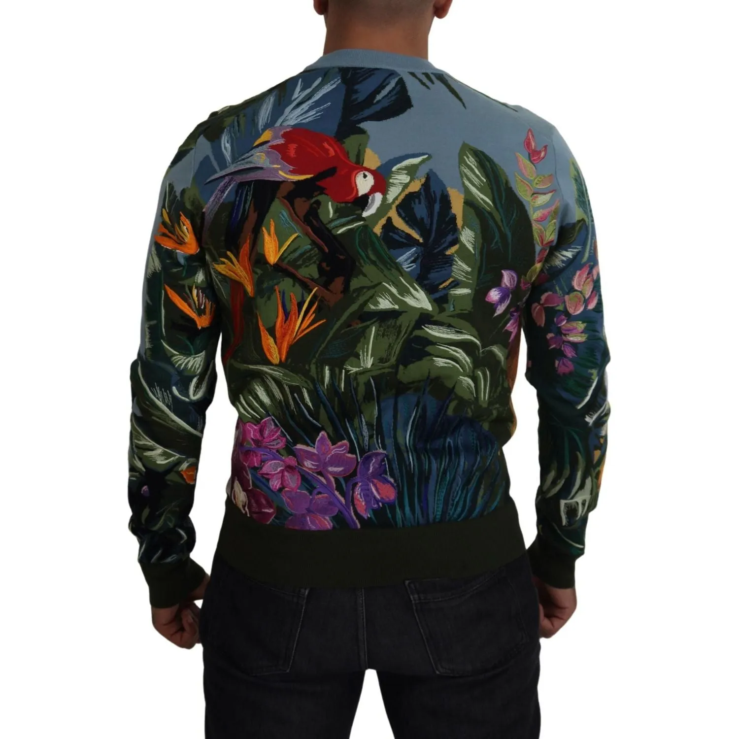 Dolce & Gabbana Jungle Embroidered Wool Silk Sweater