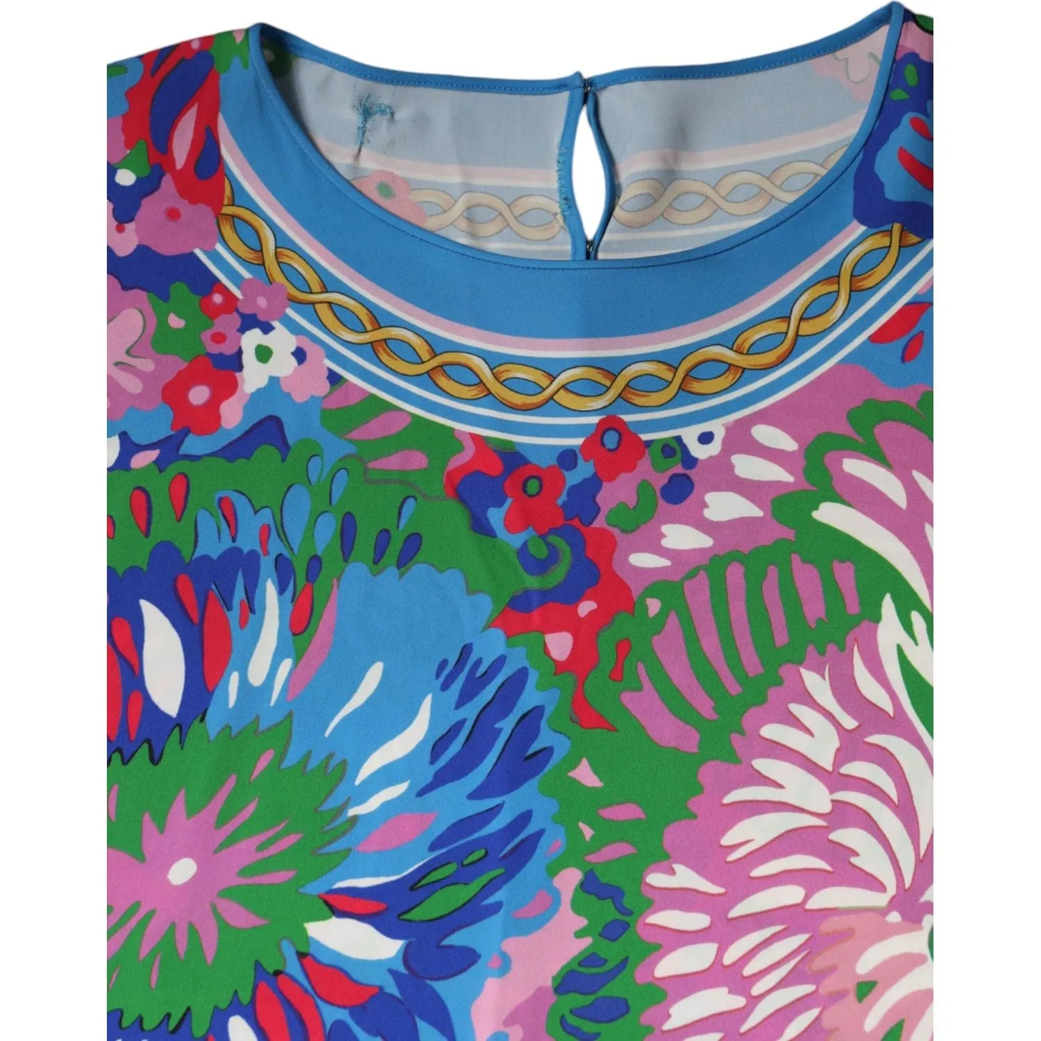 Dolce & Gabbana Multicolor Floral Charmeuse Kimono Sleeve Tunic Top