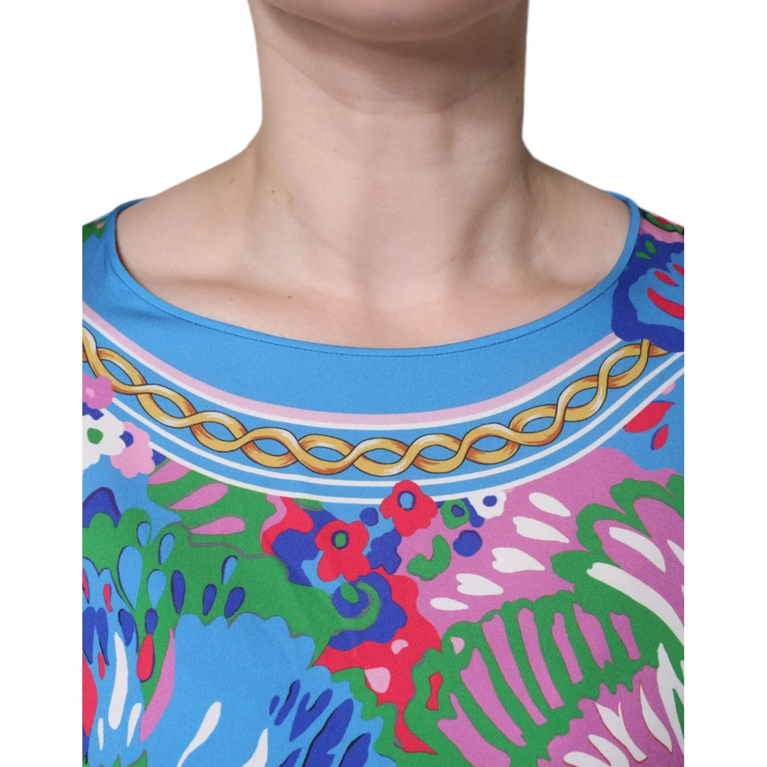 Dolce & Gabbana Multicolor Floral Charmeuse Kimono Sleeve Tunic Top