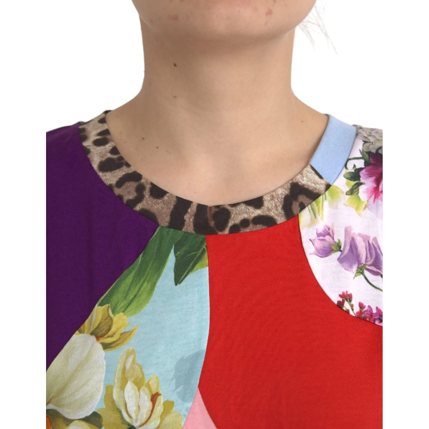 Dolce & Gabbana Multicolor Patchwork Cotton Silk Blouse Top