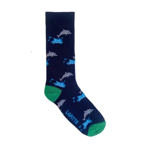 Dolphinatley Having Fun Crew Socks in Navy