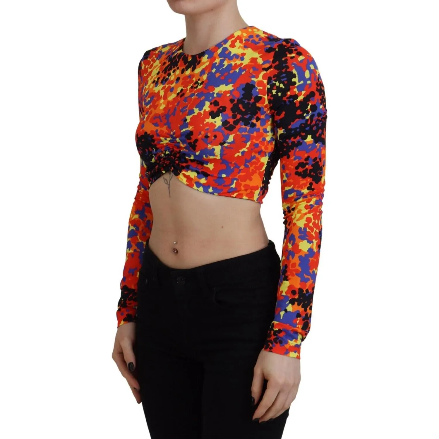 Dsquared² Multicolor Cami Long Sleeves Cropped Blouse Top