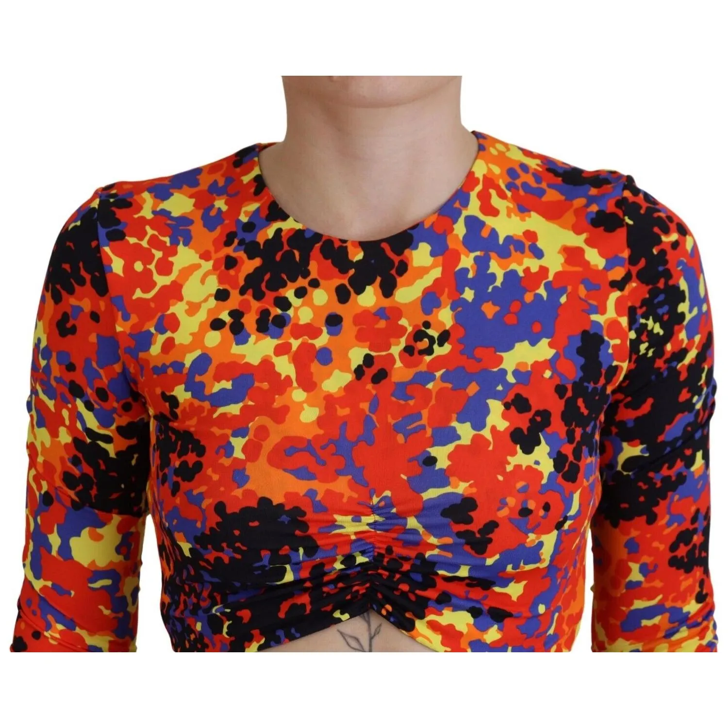 Dsquared² Multicolor Cami Long Sleeves Cropped Blouse Top