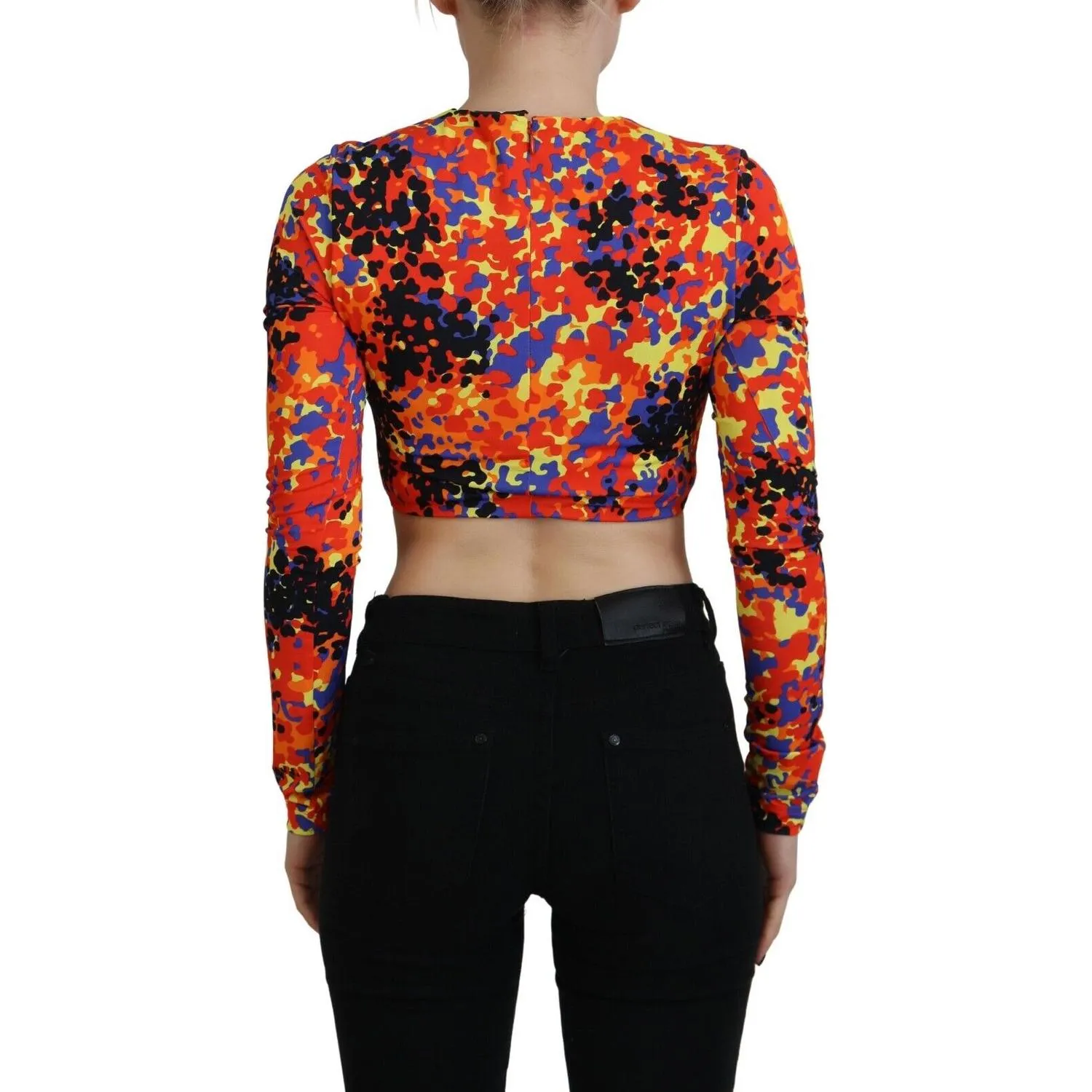 Dsquared² Multicolor Cami Long Sleeves Cropped Blouse Top