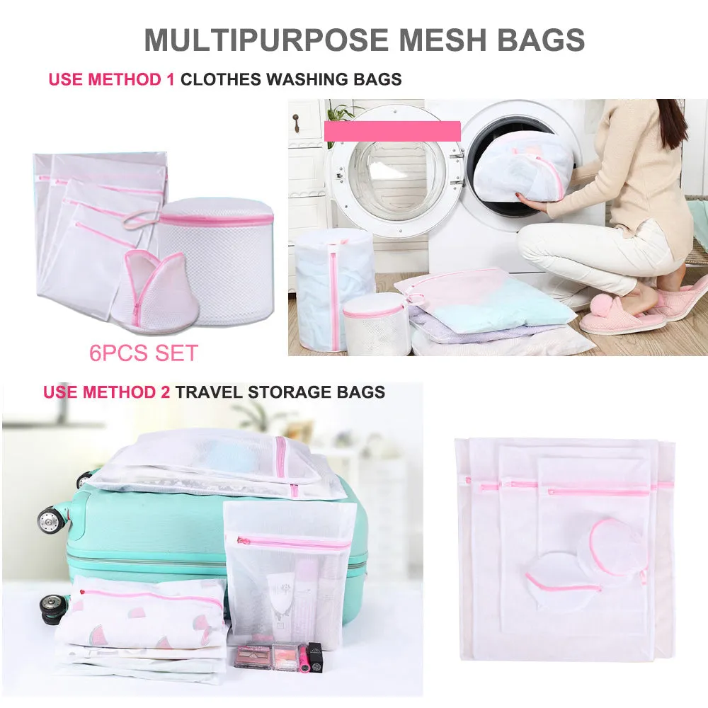 Durable Mesh Laundry Bag Set of 6 for Delicates