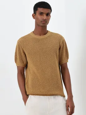 ETA Mustard Knit-Textured Relaxed-Fit T-Shirt