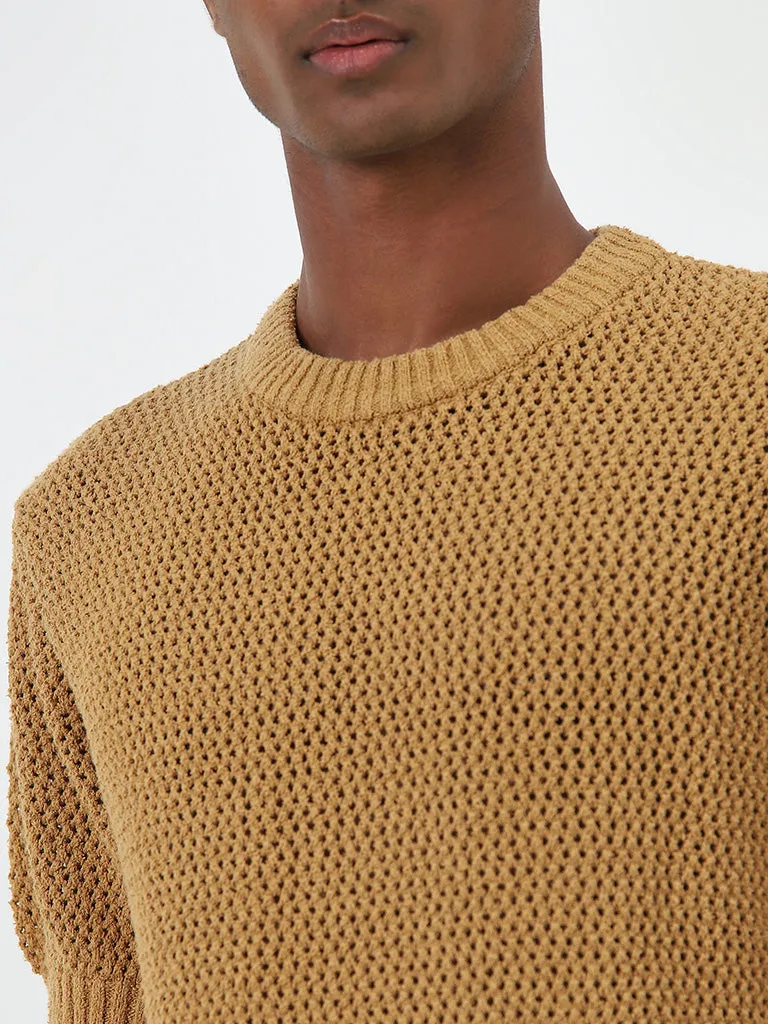 ETA Mustard Knit-Textured Relaxed-Fit T-Shirt