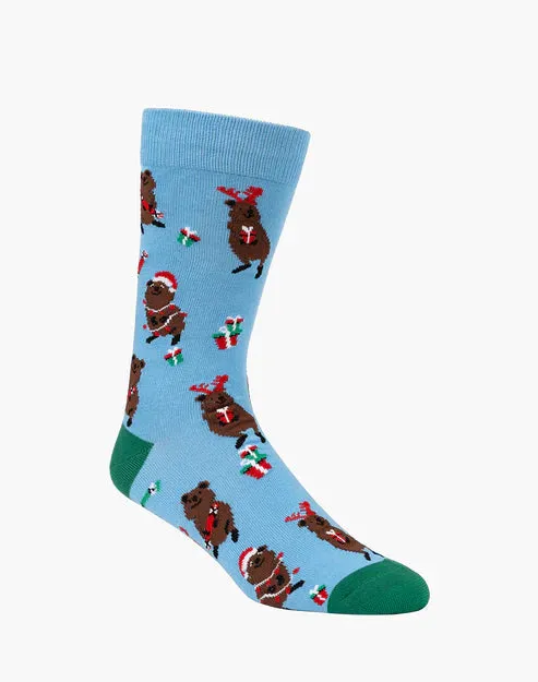 Festive Quokka Men's Bamboo Crew Socks