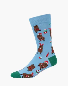 Festive Quokka Men's Bamboo Crew Socks