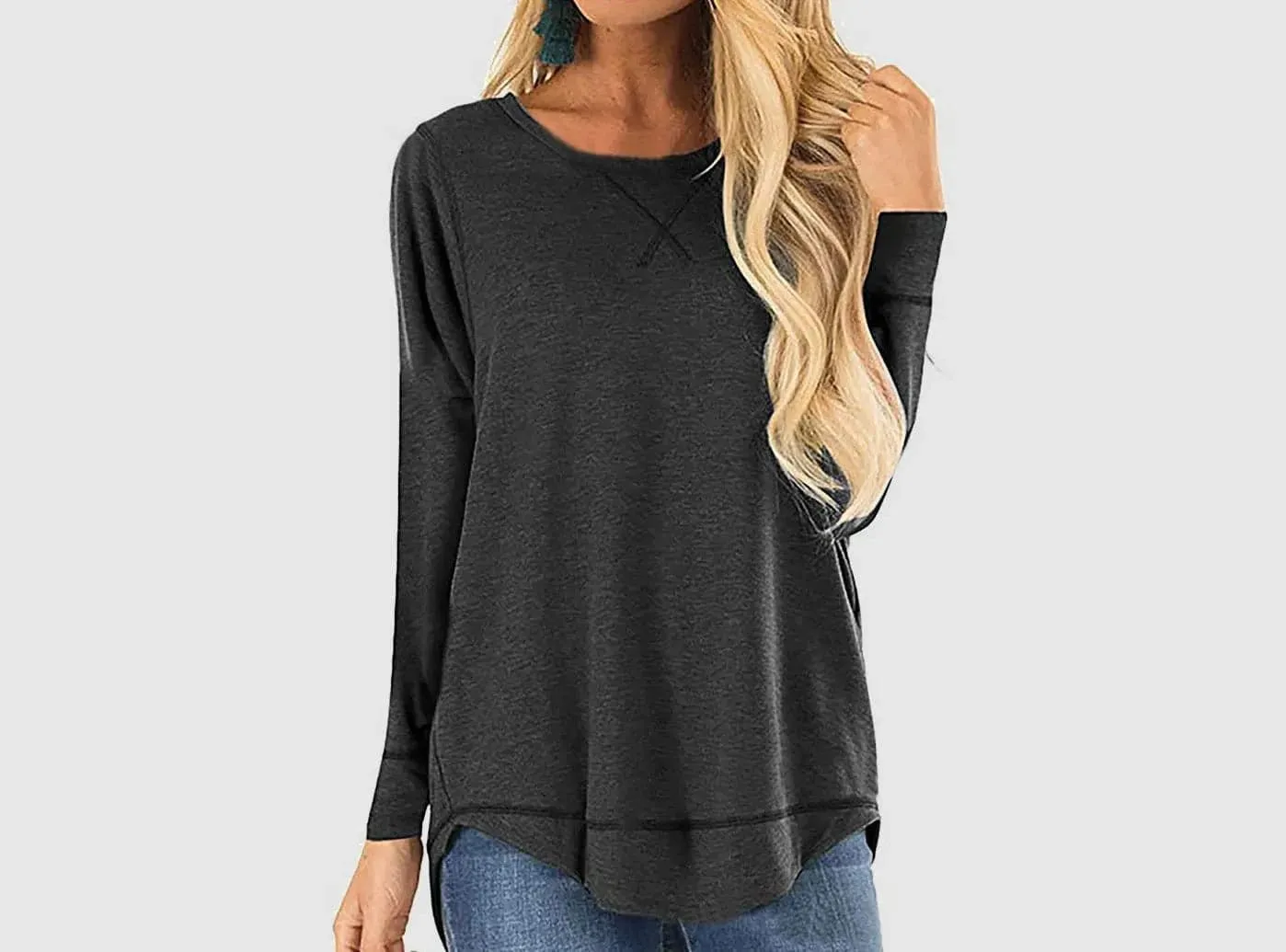 FitVille Women's Long-Sleeve Round Neck T-Shirt