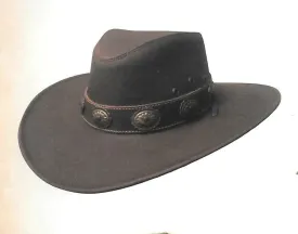 Genuine Leather Cowboy Hat with Conchos Band TOM-7207