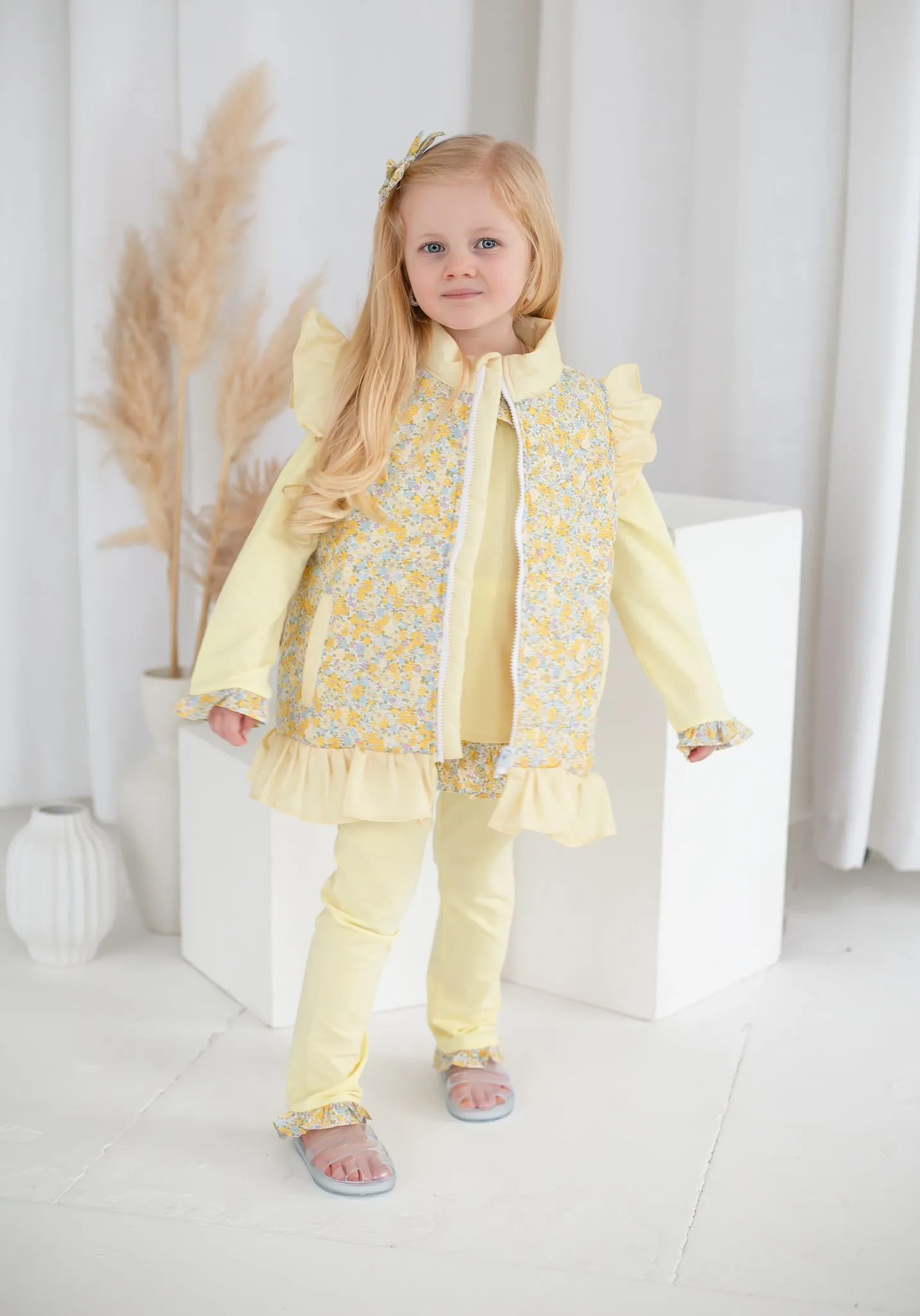 Girls Lemon Ditsy Gilet