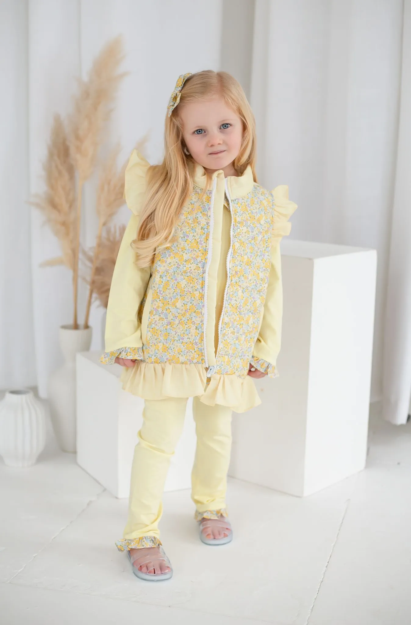 Girls Lemon Ditsy Gilet