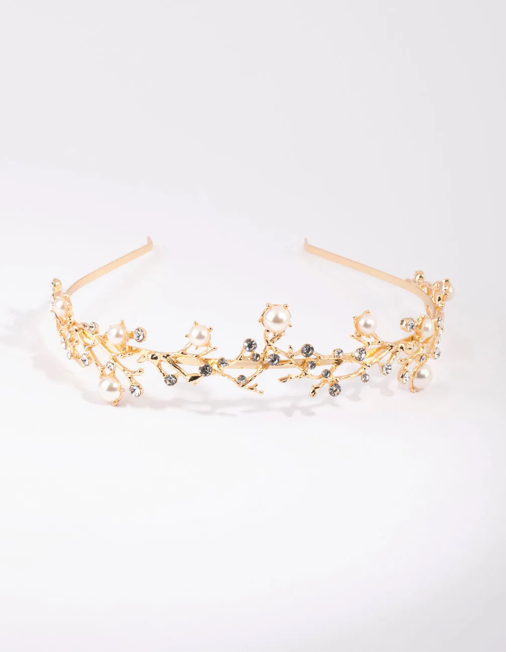 Gold Diamante & Pearl Alice Band