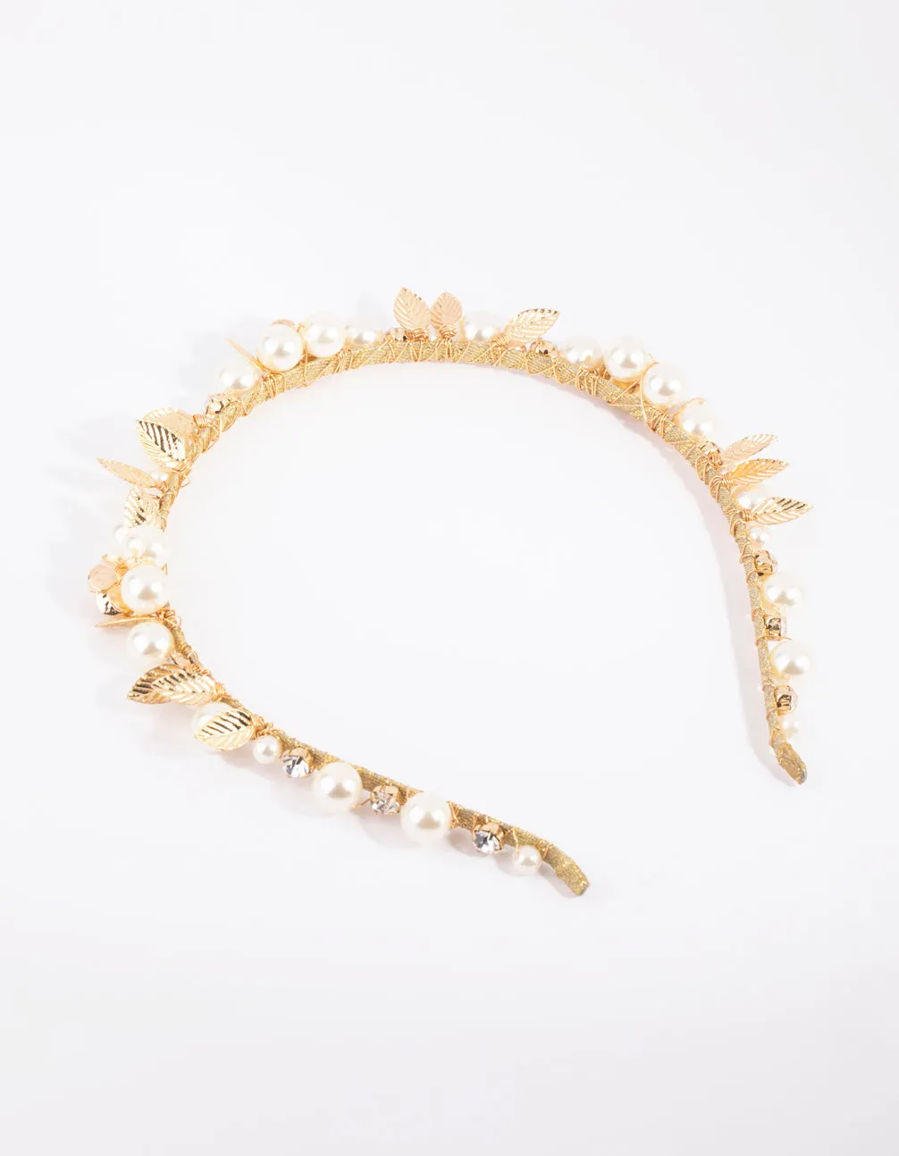 Gold Pearl & Flower Alice Band