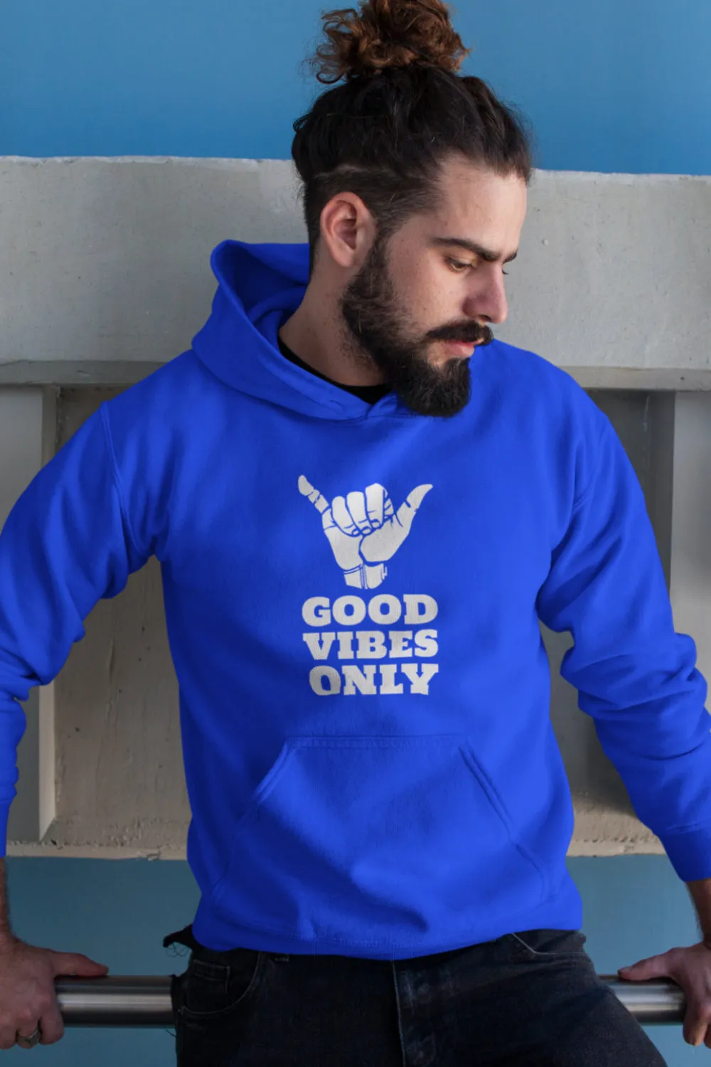 Good Vibes Only Premium Non Zipper Blue Hoodie