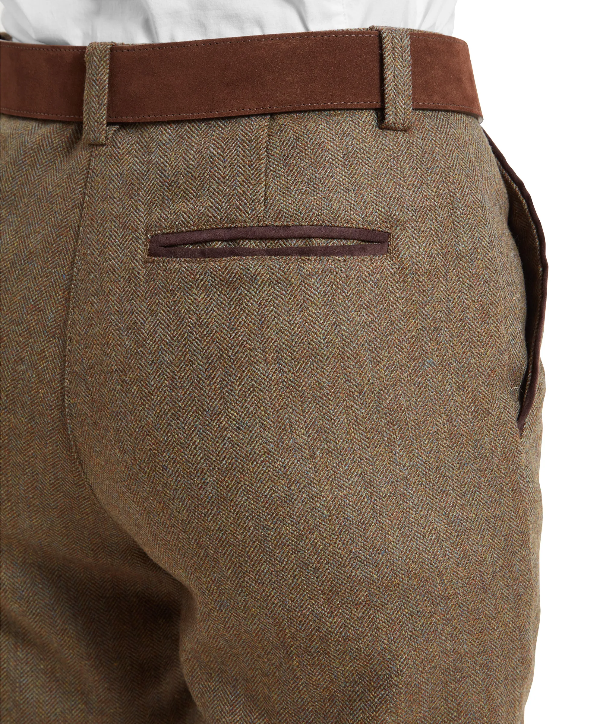 High Waisted Tweed Breeks - Loden Green Herringbone Tweed