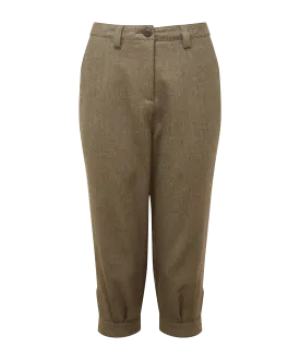 High Waisted Tweed Breeks - Loden Green Herringbone Tweed