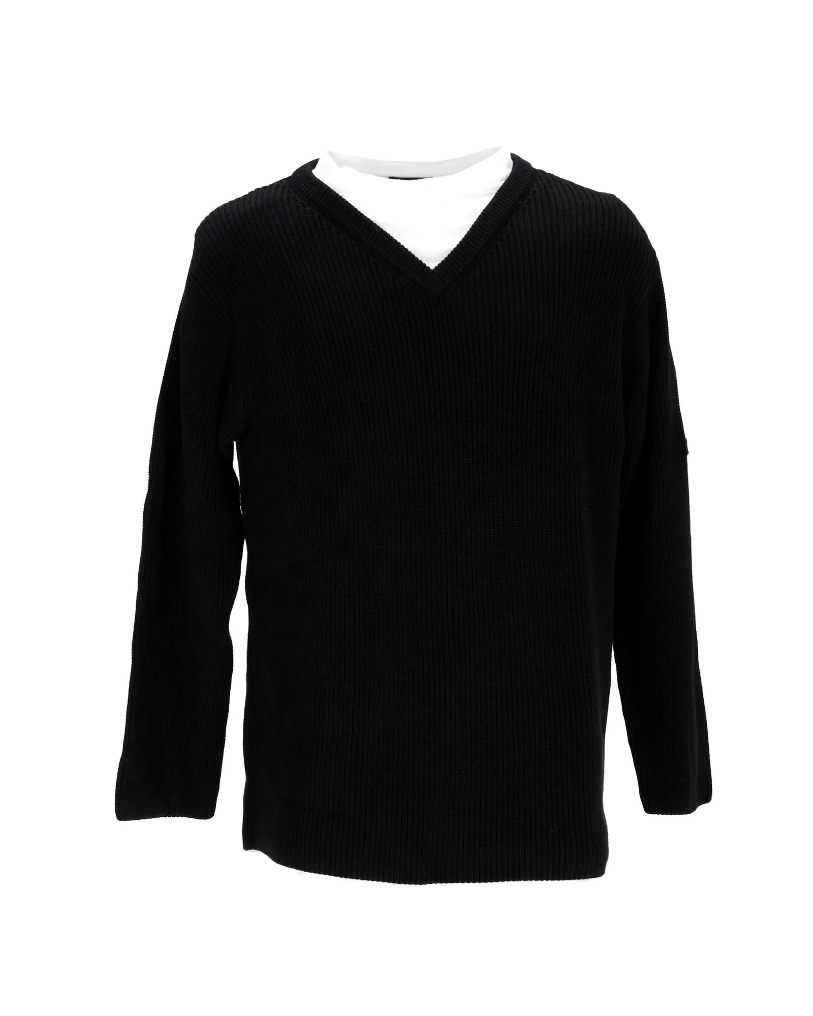 Layered V-Neck Cotton Jumper