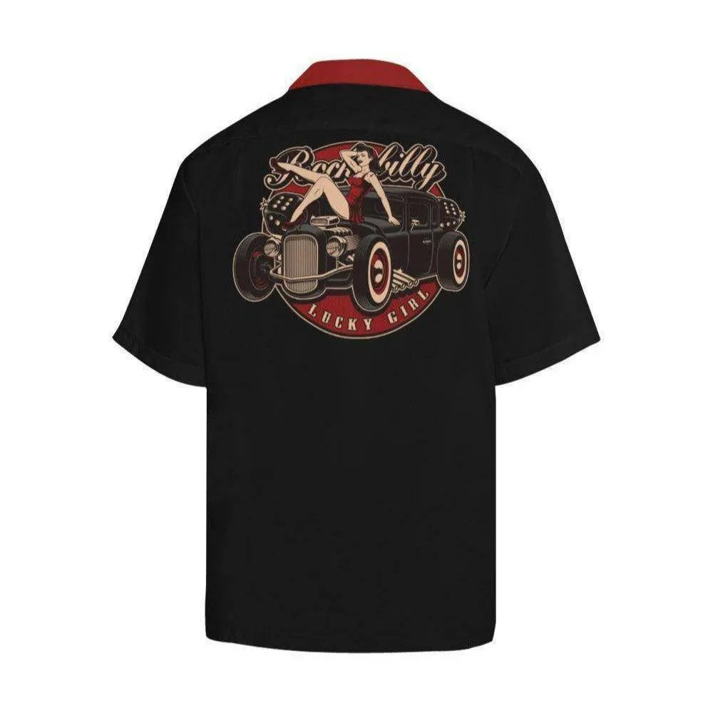 LUCKY GIRL Men's Rockabilly Hotrod Shirt