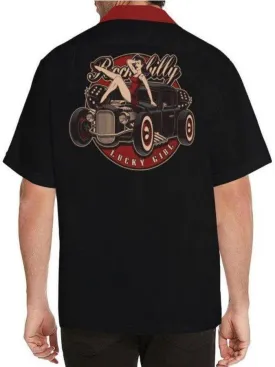 LUCKY GIRL Men's Rockabilly Hotrod Shirt