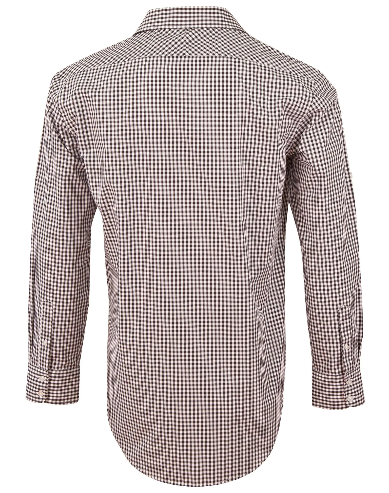 M7330L Men’s Gingham Check Long Sleeve Shirt with Roll-up Tab Sleeve