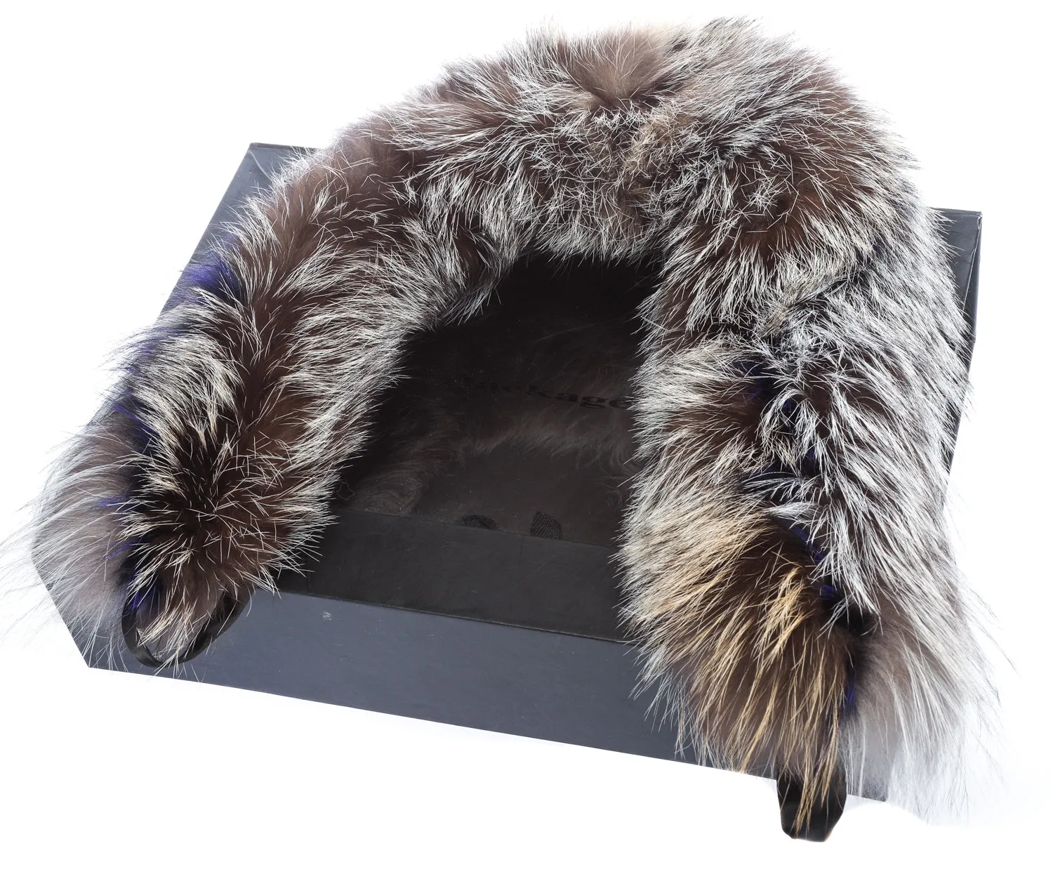 Mackage Fabia X Fox Fur Collar in Silver Fox, Blue & Natural