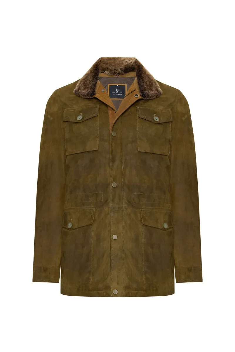 Matteo Men's Suede Padded Coat - Safari