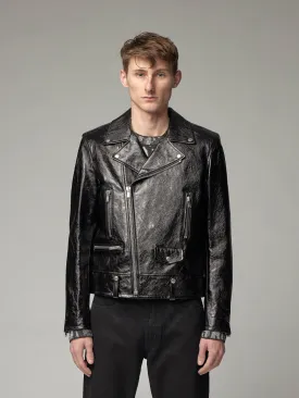 Men Glossy Wrinkled Jacket