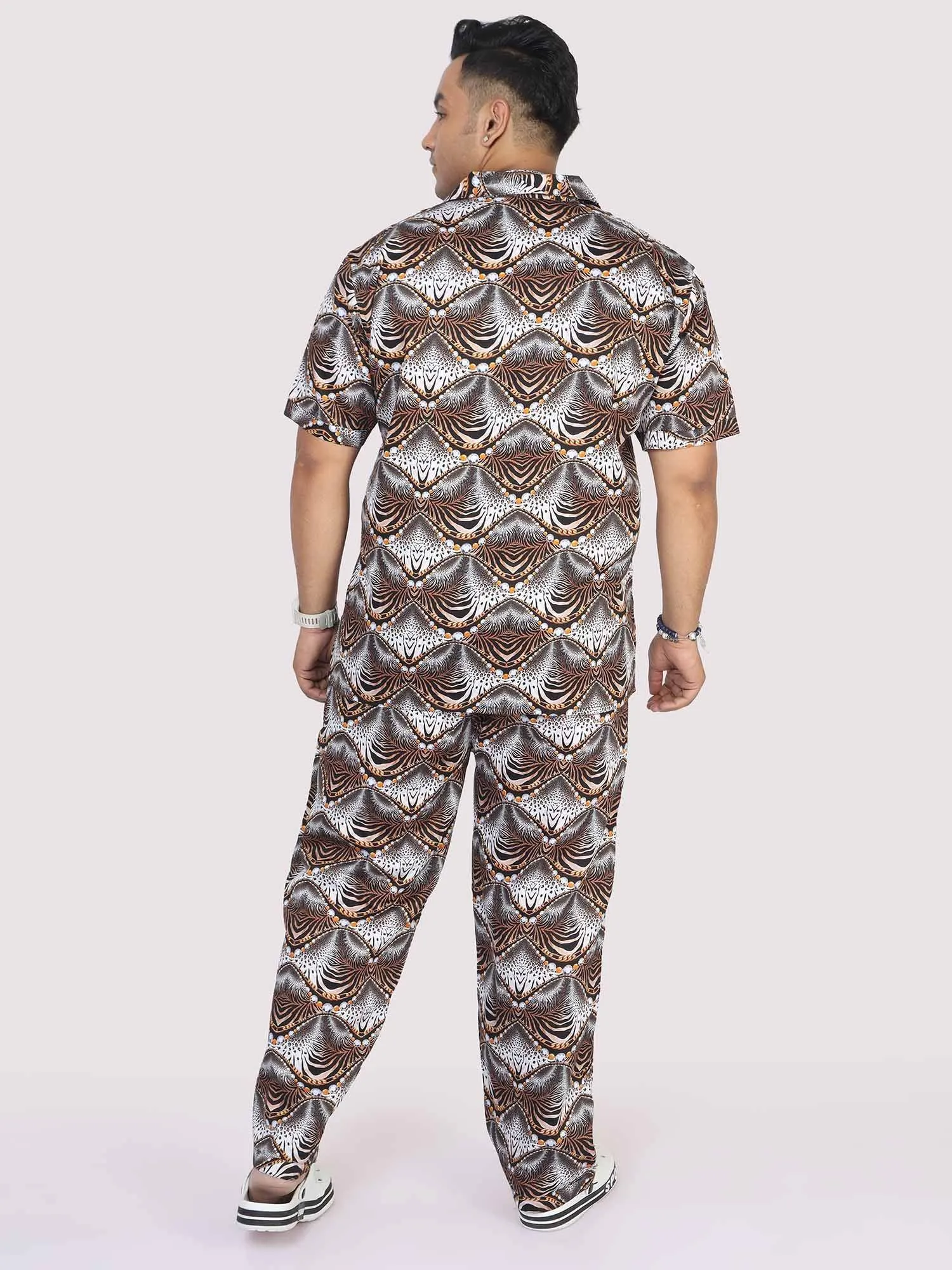 Men Plus Size Animal Wavy Printed FULL Sleeve Co-Ords