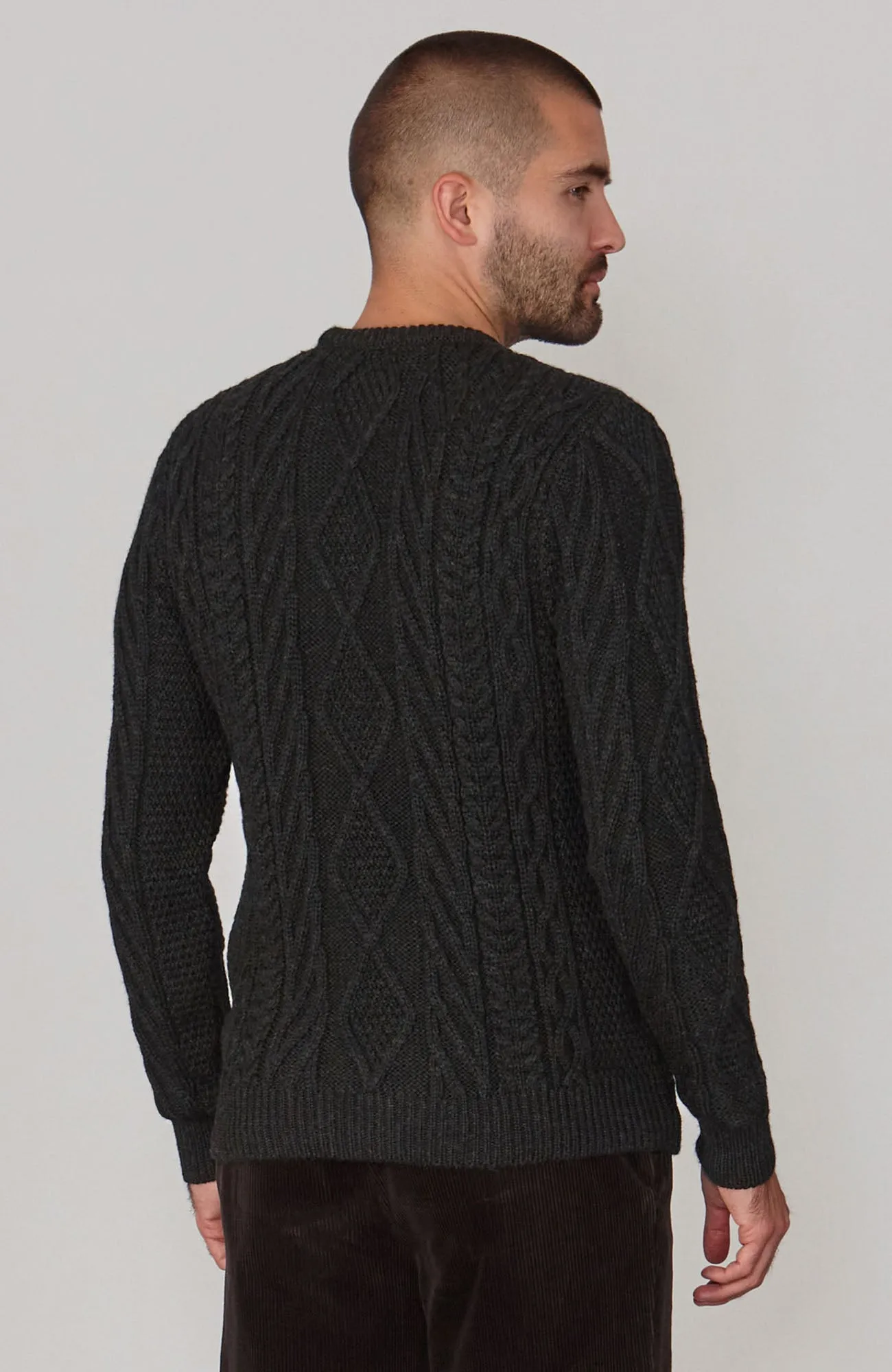 Mens Chunky Merino Wool Cable Jumper