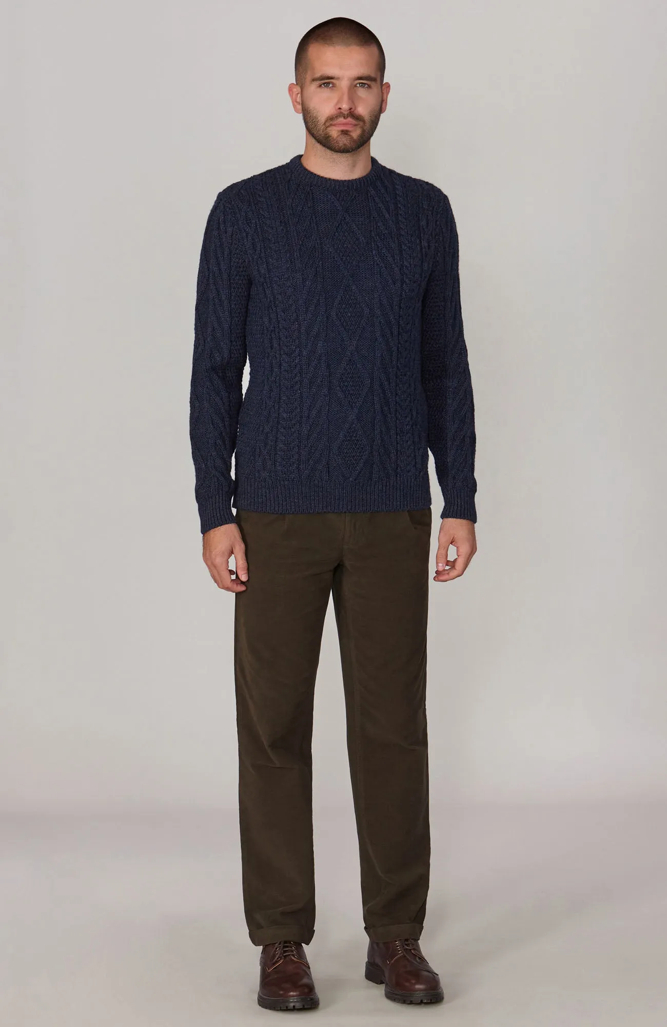 Mens Chunky Merino Wool Cable Jumper