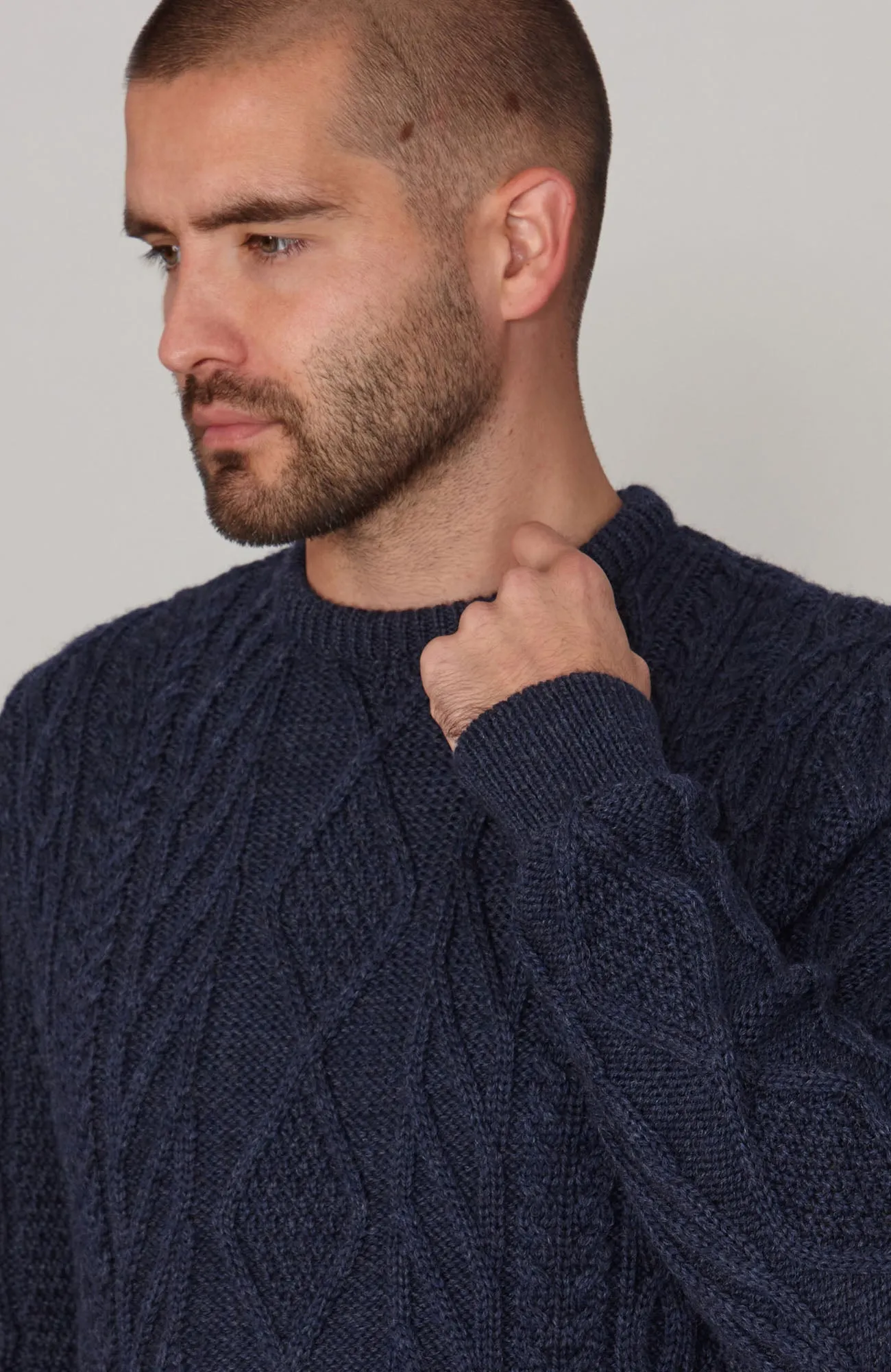 Mens Chunky Merino Wool Cable Jumper